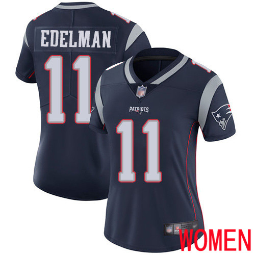 New England Patriots Football 11 Vapor Limited Navy Blue Women Julian Edelman Home NFL Jersey